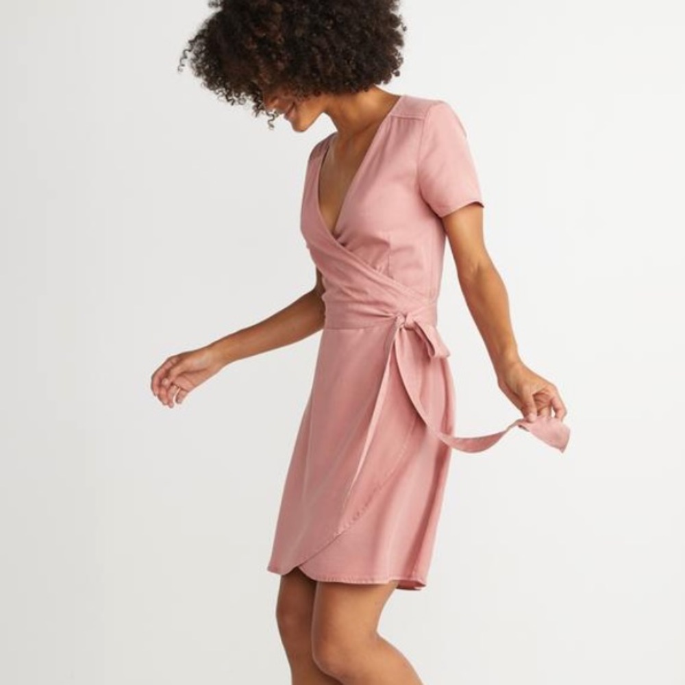 Marine Layer Leonora wrap dress in rose.
